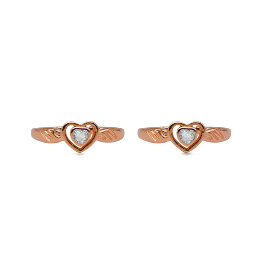 Rose Heart CZ Toe Ring – Rose Gold Plated 925 Sterling Silver