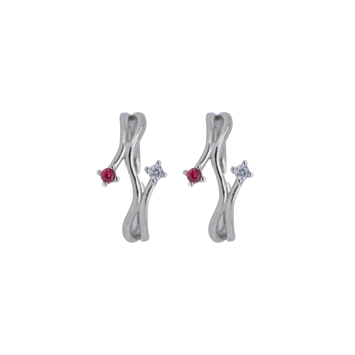 Dual Spark Ruby & CZ Toe Ring – Rhodium Plated 925 Sterling Silver