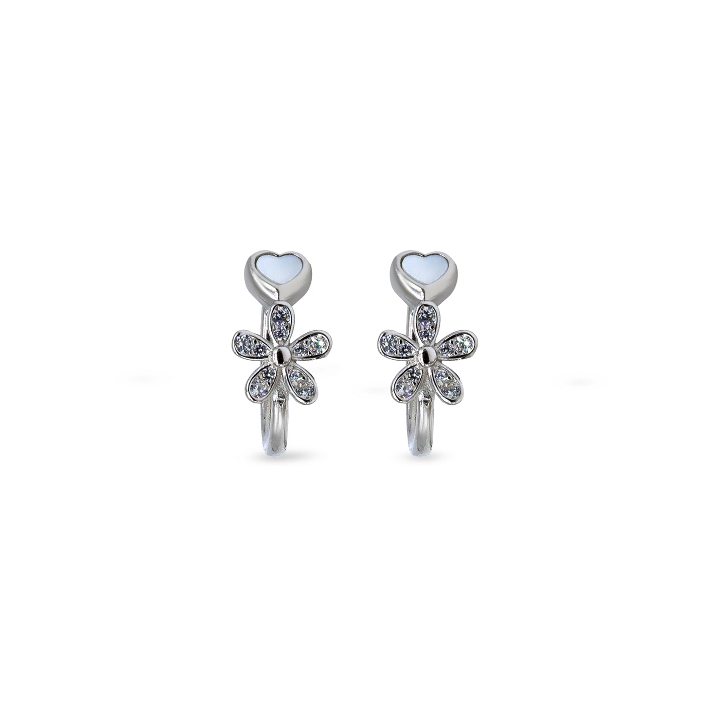 Sparkling Daisy Heart Toe Ring – Rhodium Plated 925 Sterling Silver