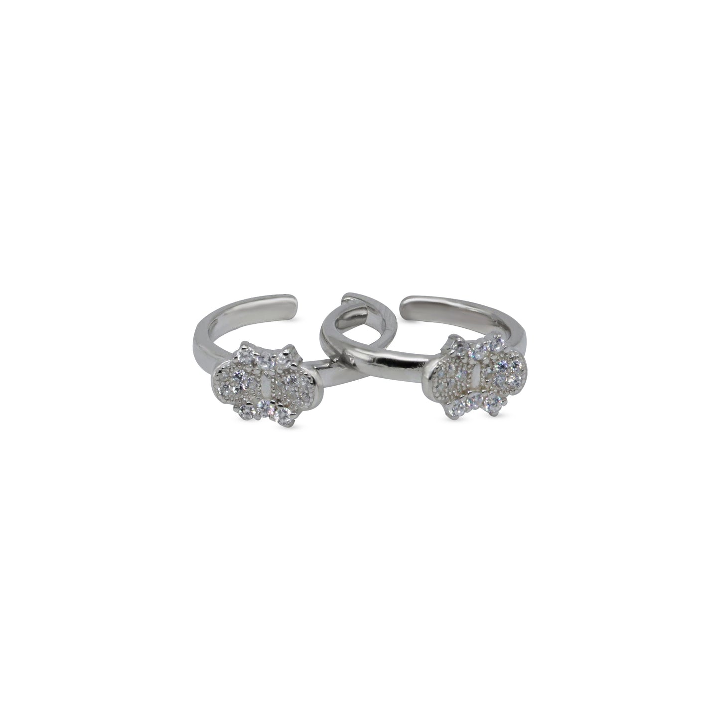 Classic Cluster CZ Toe Ring – Rhodium Plated 925 Sterling Silver