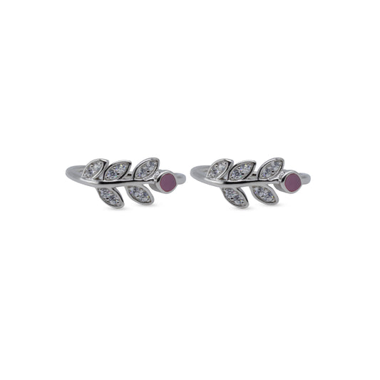 Blush Leaf Vine Toe Ring – Rhodium Plated 925 Sterling Silver