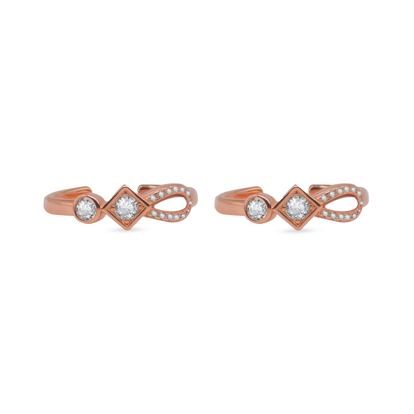 Diamond Drop CZ Toe Ring – Rose Gold Plated 925 Sterling Silver