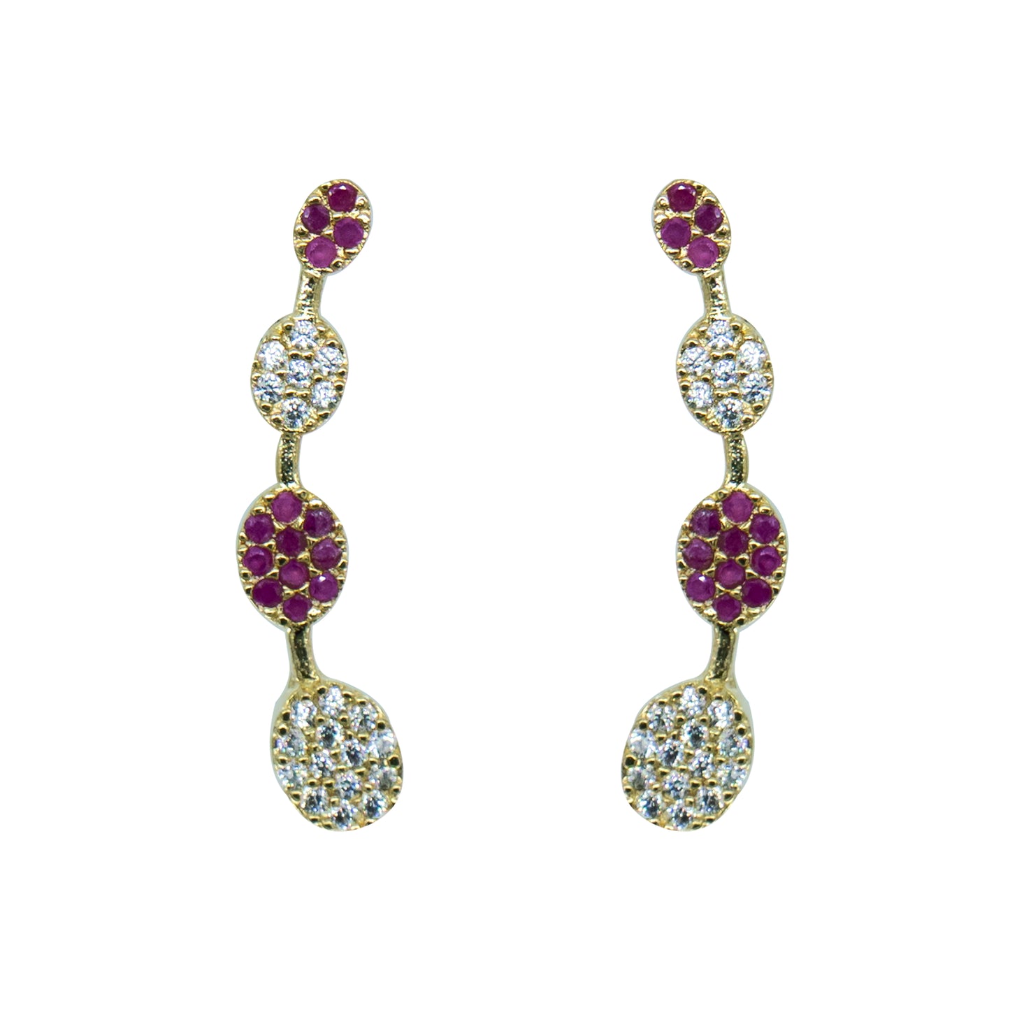 Dual Tone CZ Circle Ear Cuff / Bluetooth Earring – Gold Plated 925 Sterling Silver