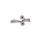 Floral Ruby Bloom Toe Ring – Rhodium Plated 925 Sterling Silver