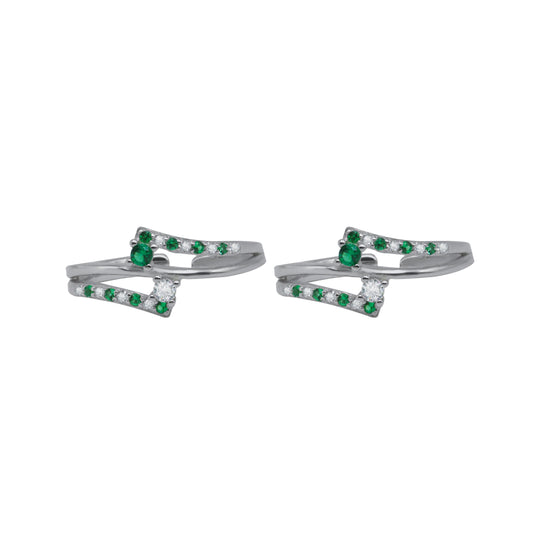 Emerald Spark CZ Adjustable Toe Ring – Rhodium Plated 925 Sterling Silver
