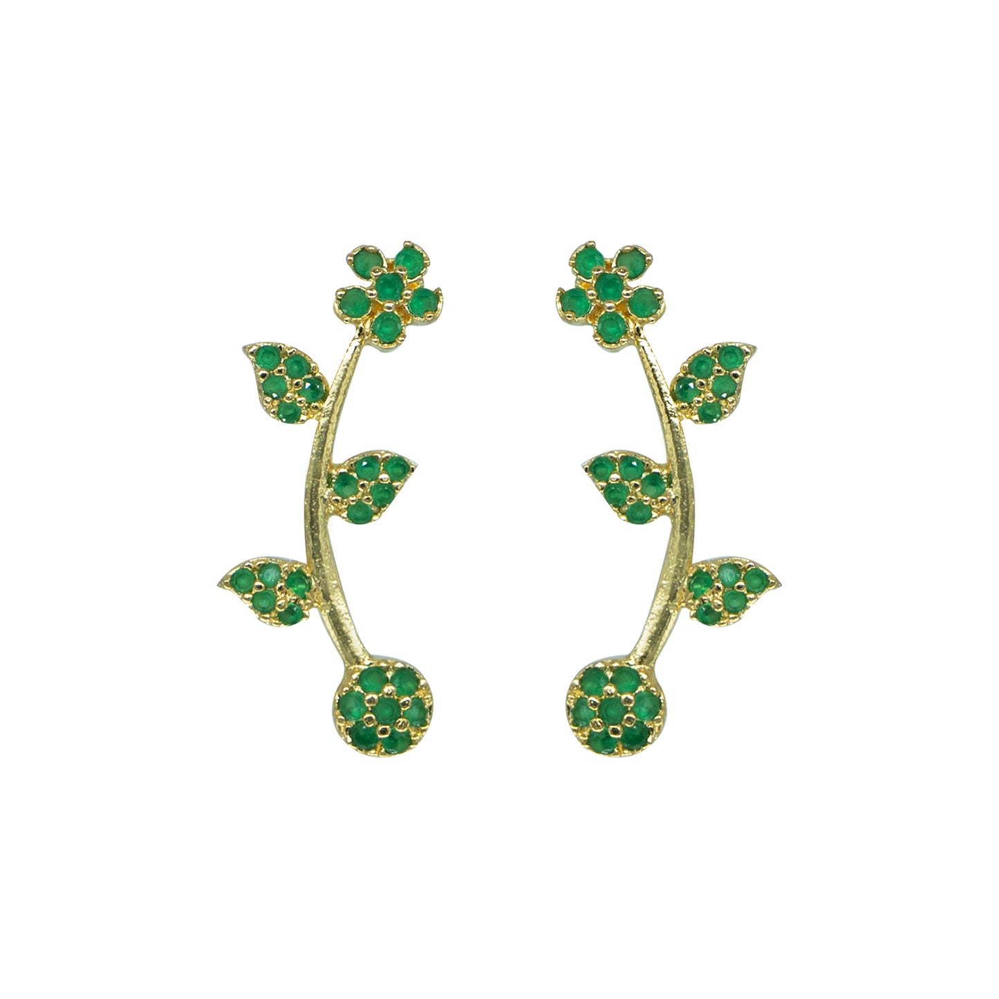 Green Floral Vine Ear Cuff / Bluetooth Earring – Gold Plated 925 Sterling Silver