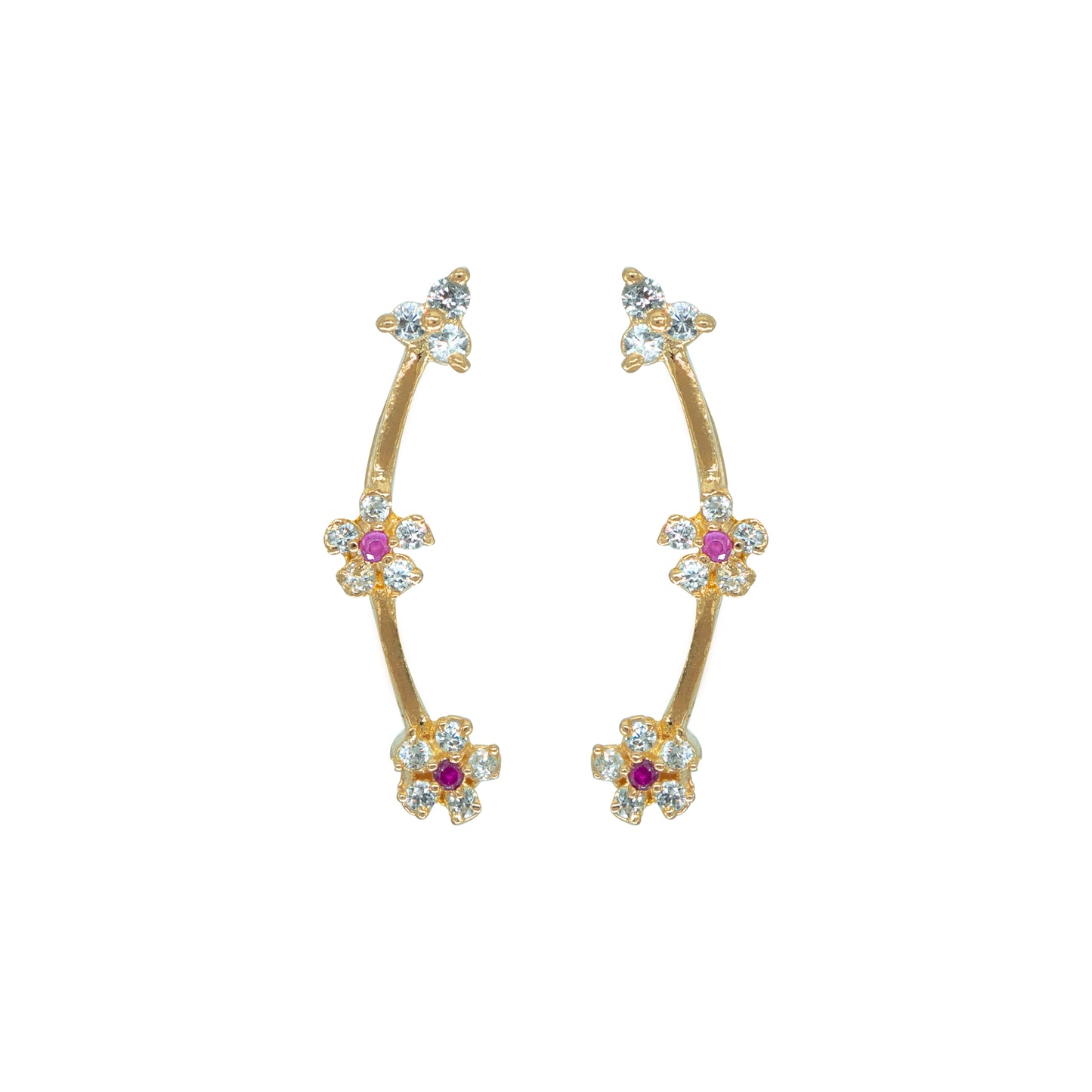 CZ Floral Bloom Ear Cuff / Bluetooth Earring – Gold Plated 925 Sterling Silver