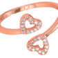 925 Sterling Silver Rose Gold Double Heart Ring with CZ Stones