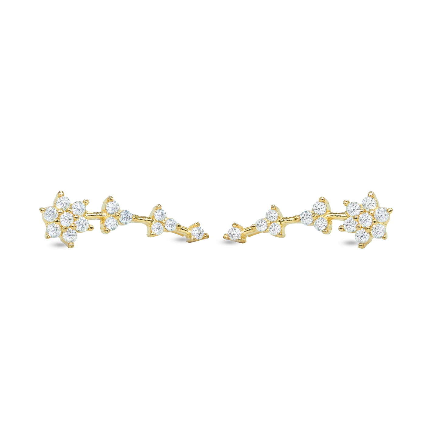 CZ Star Cluster Ear Cuff / Bluetooth Earring – Gold Plated 925 Sterling Silver