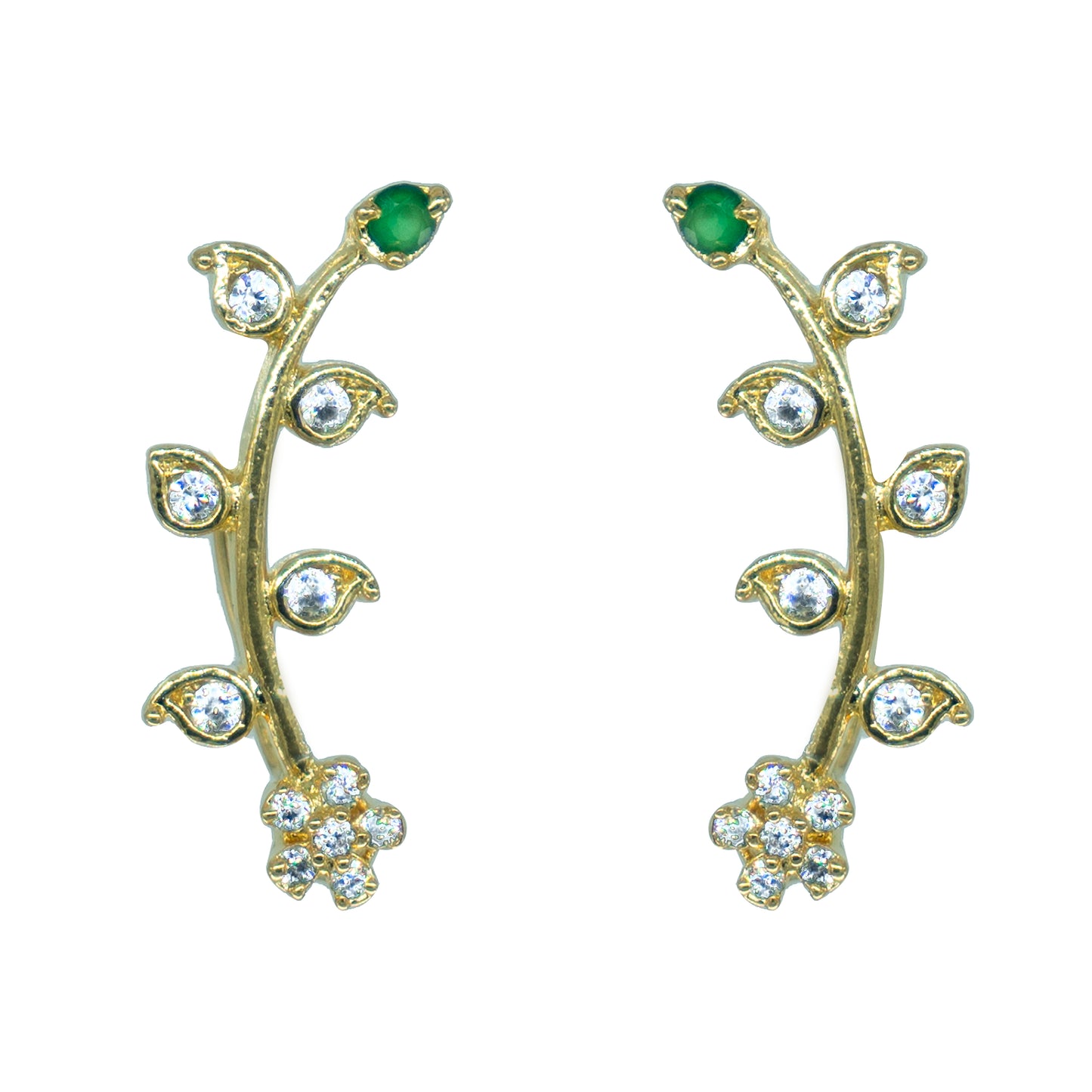Green Leaf Vine Ear Cuff / Bluetooth Earring – Gold Plated 925 Sterling Silver