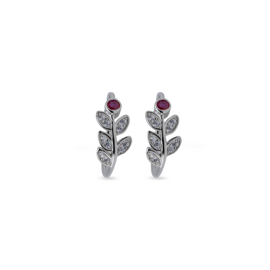 Ruby Leaf Vine Toe Ring – Rhodium Plated 925 Sterling Silver