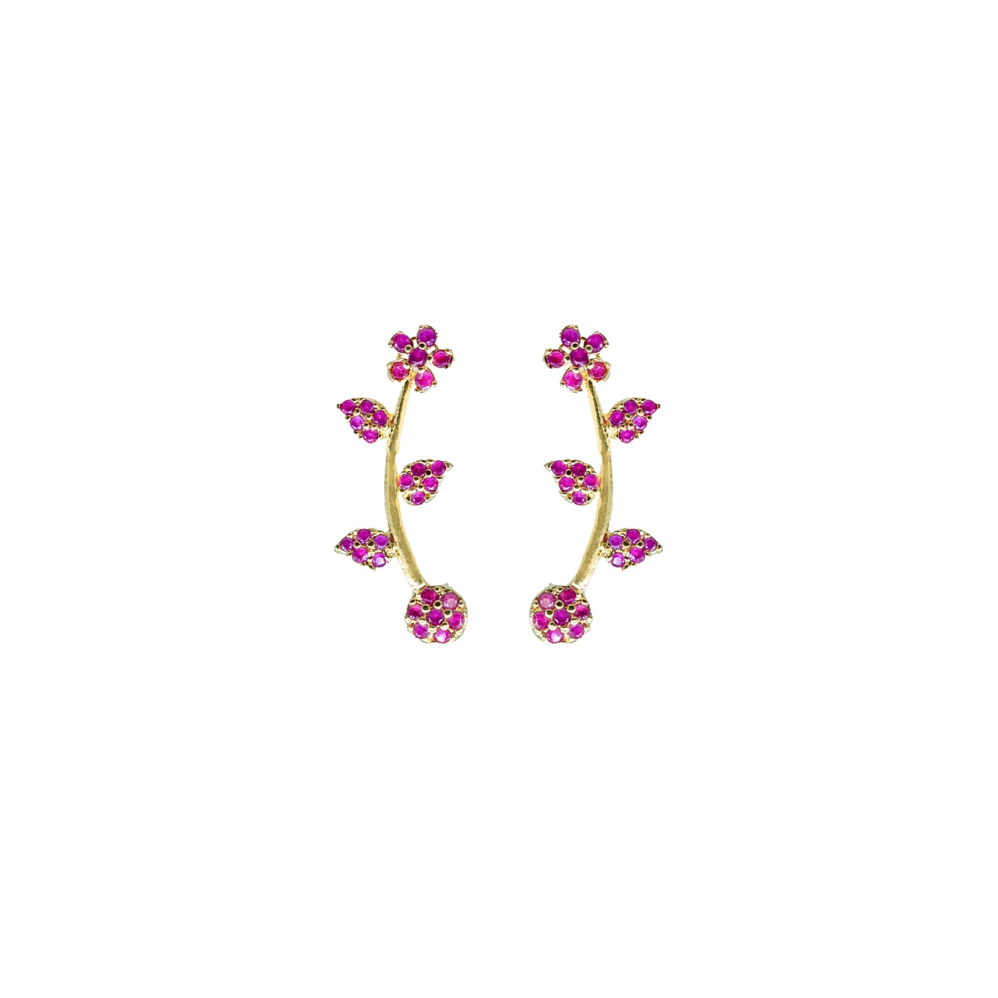 Pink Floral Ear Cuff / Bluetooth Earring – Gold Plated 925 Sterling Silver