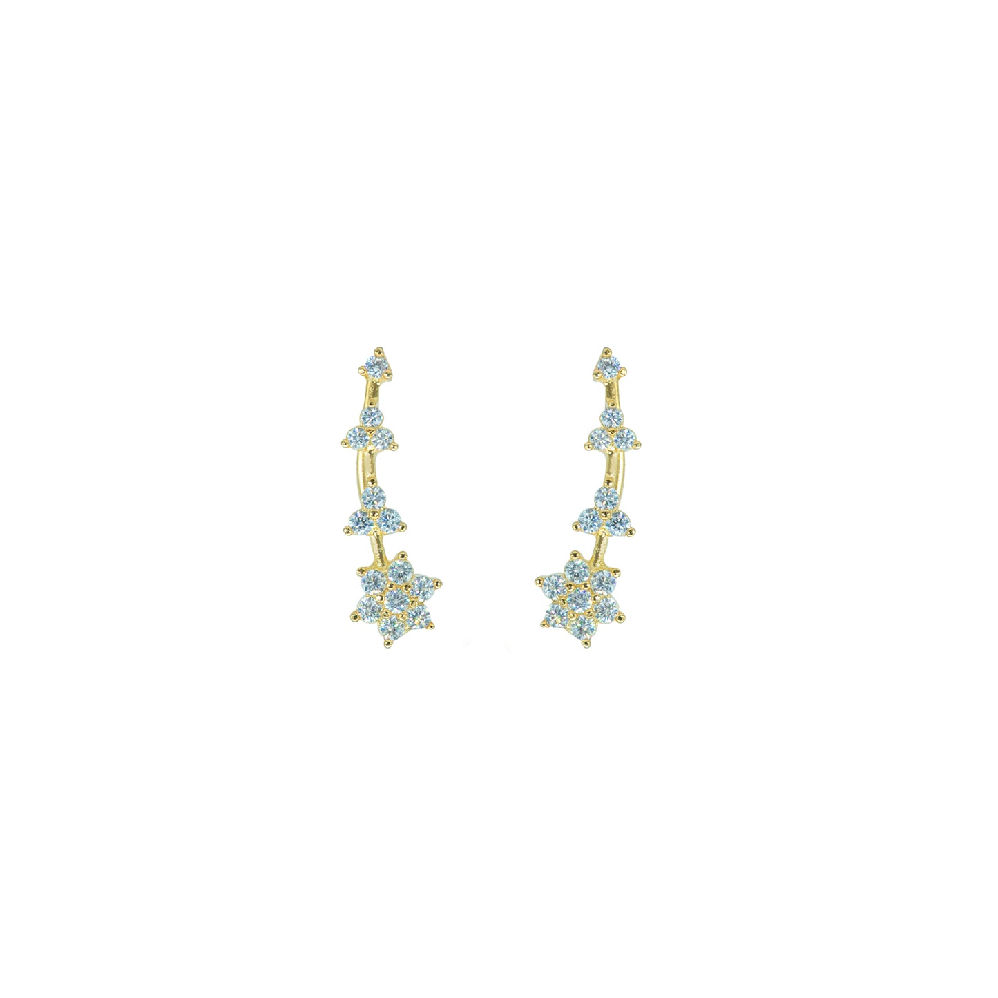 CZ Star Cluster Ear Cuff / Bluetooth Earring – Gold Plated 925 Sterling Silver