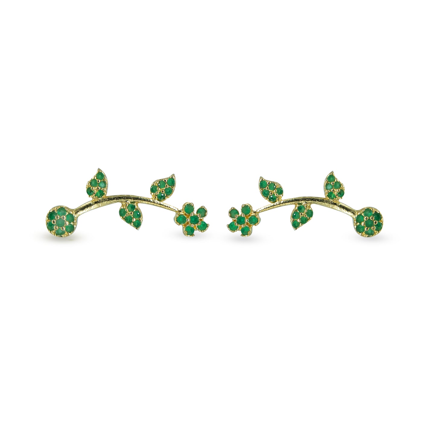 Green Floral Vine Ear Cuff / Bluetooth Earring – Gold Plated 925 Sterling Silver